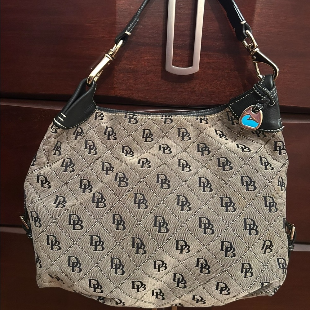 Dooney & Bourke Brown and Black Shoulder Bag with Monogram